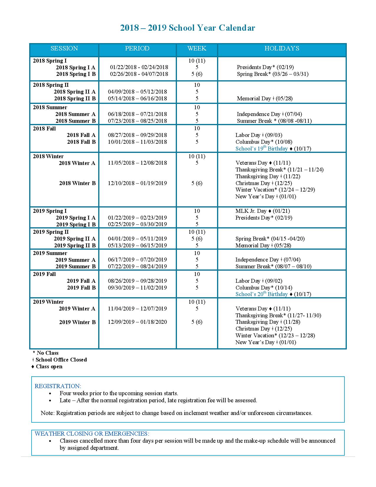 Academic Calendar Columbia University